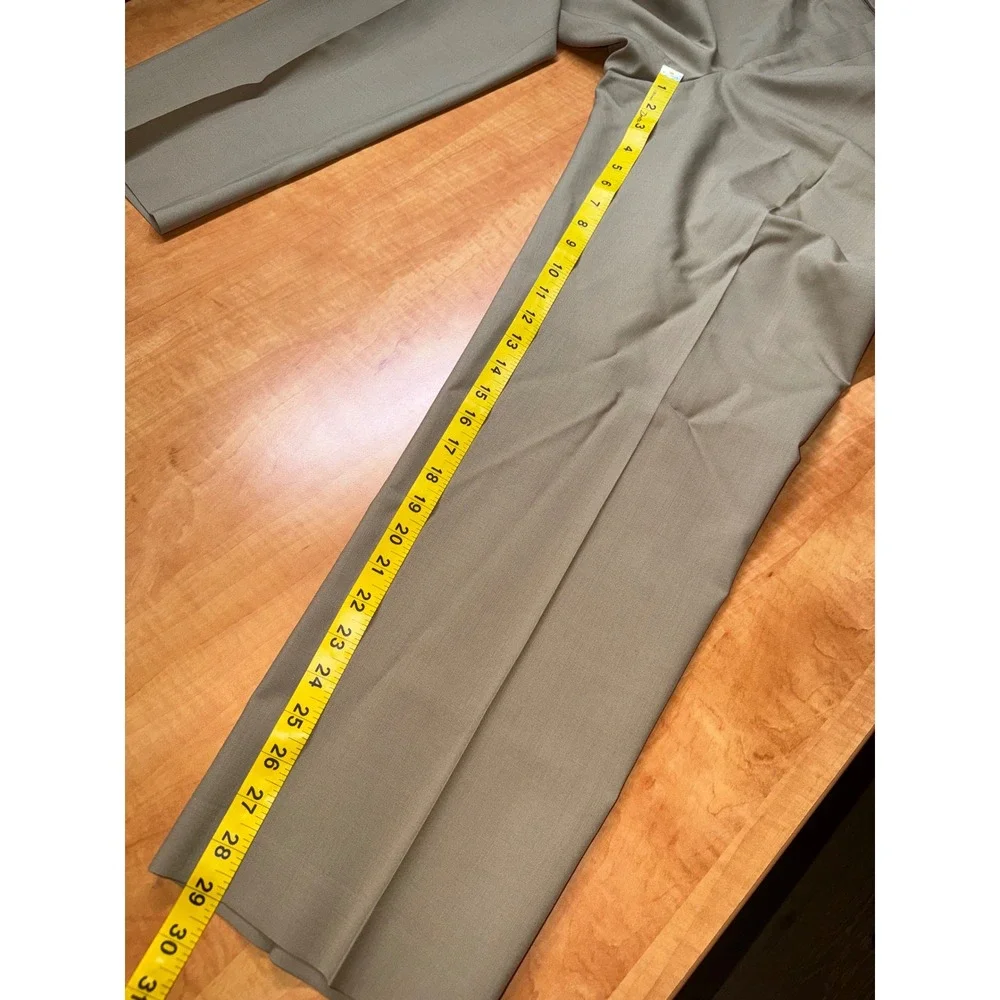 Lauren Ralph Lauren Mens 36x29 Tan Wool Total Comfort Flat Front Dress Pants